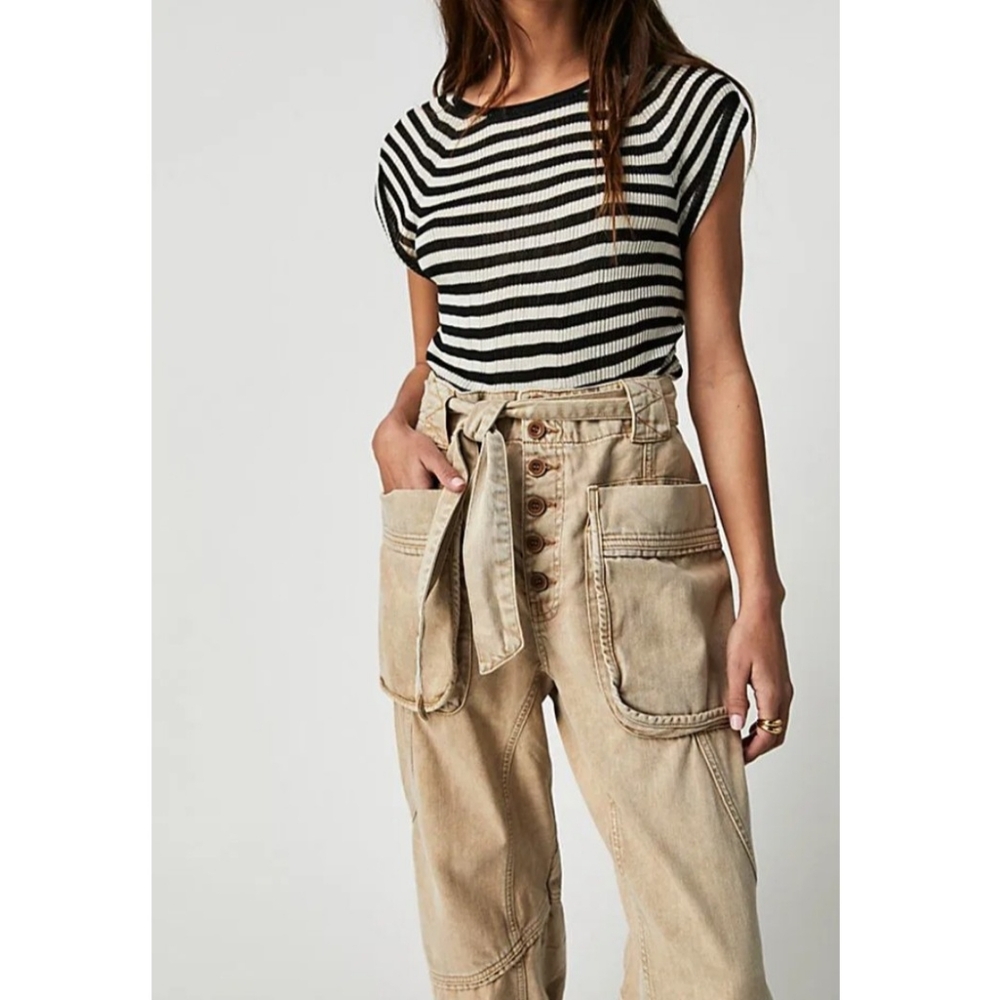Free People We the Free mineral wash sand color jogger pants - Picture 2 of 8